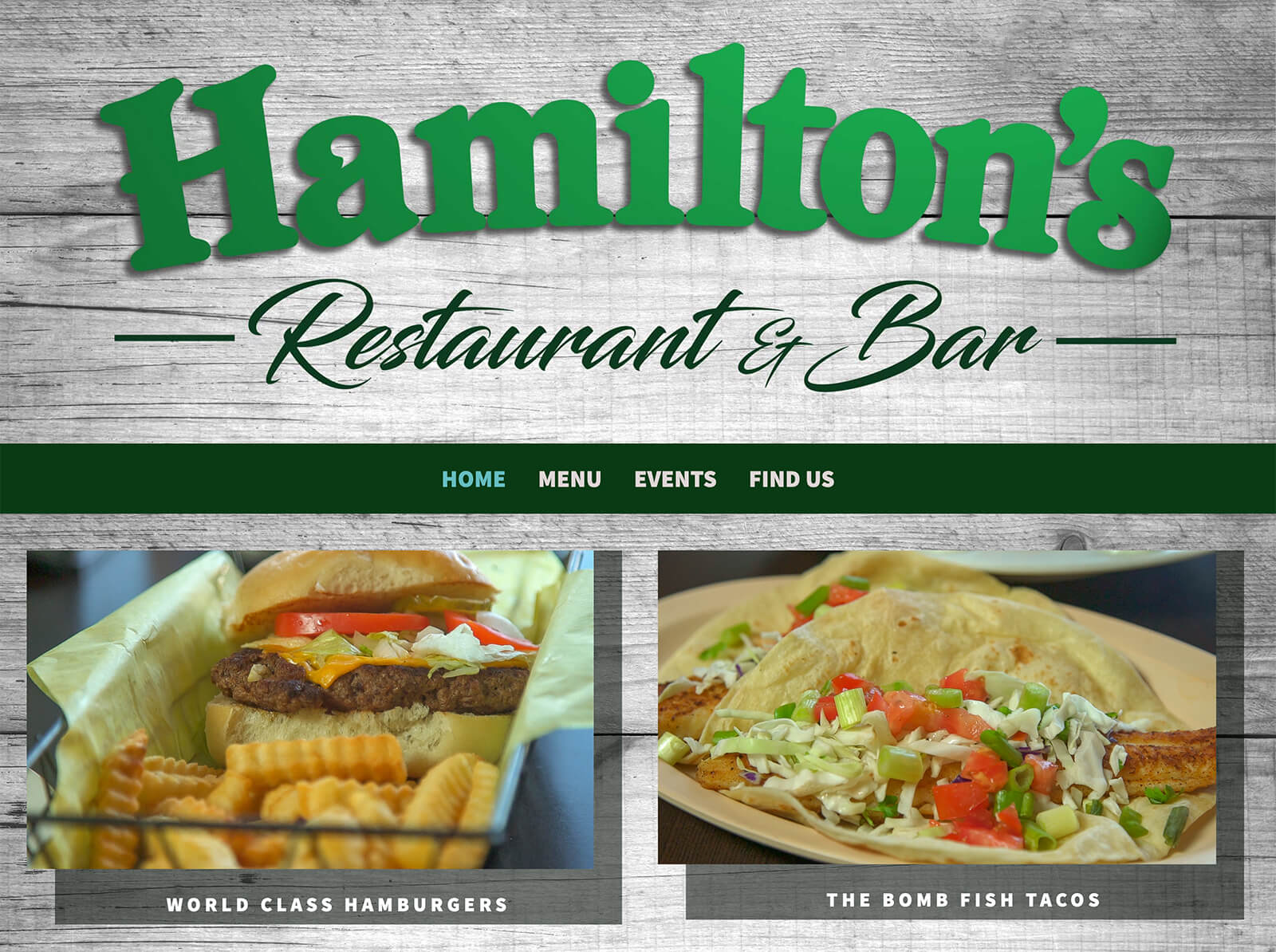 Site with menu feature for restaurant