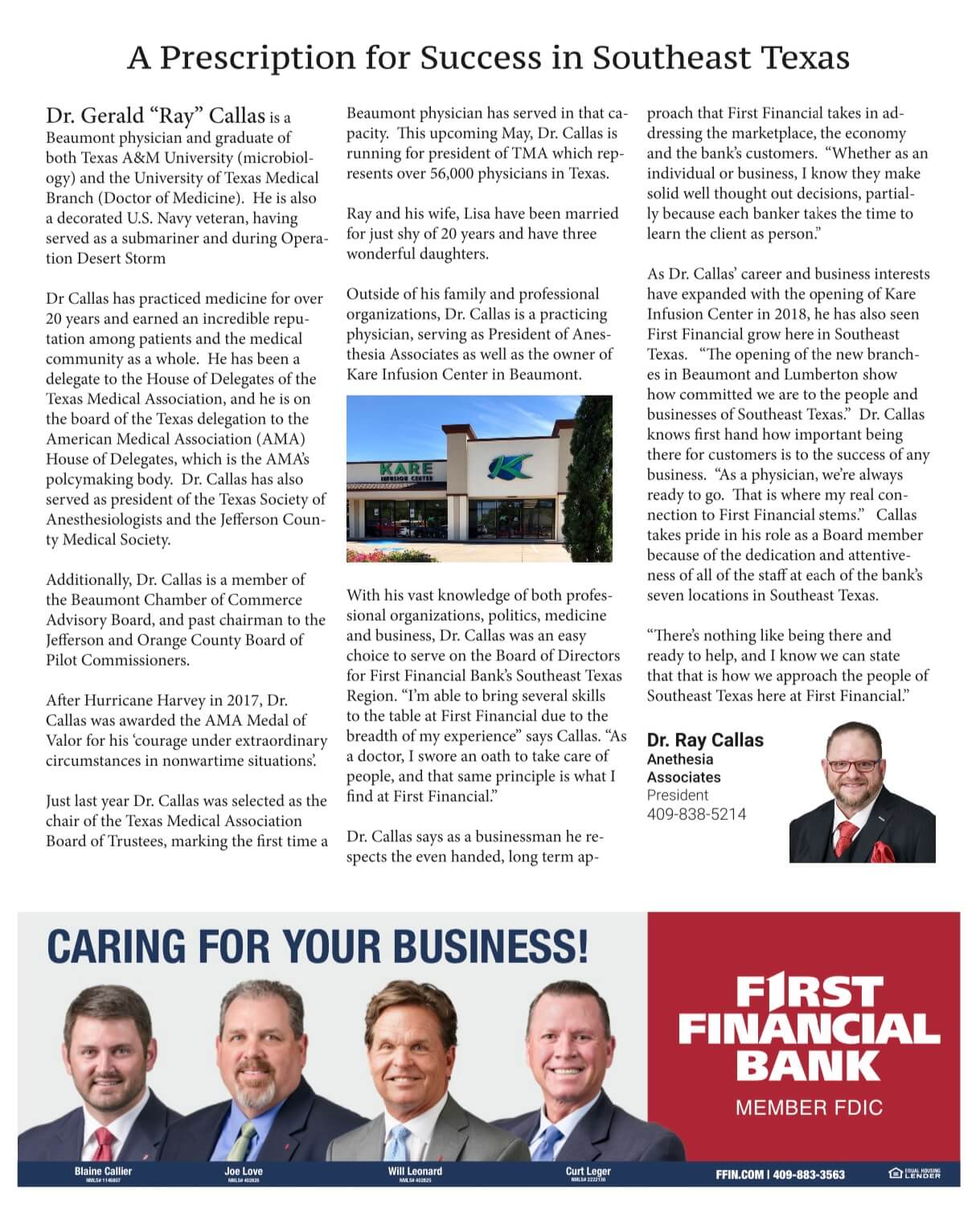 print advertorial for First Financial Bank